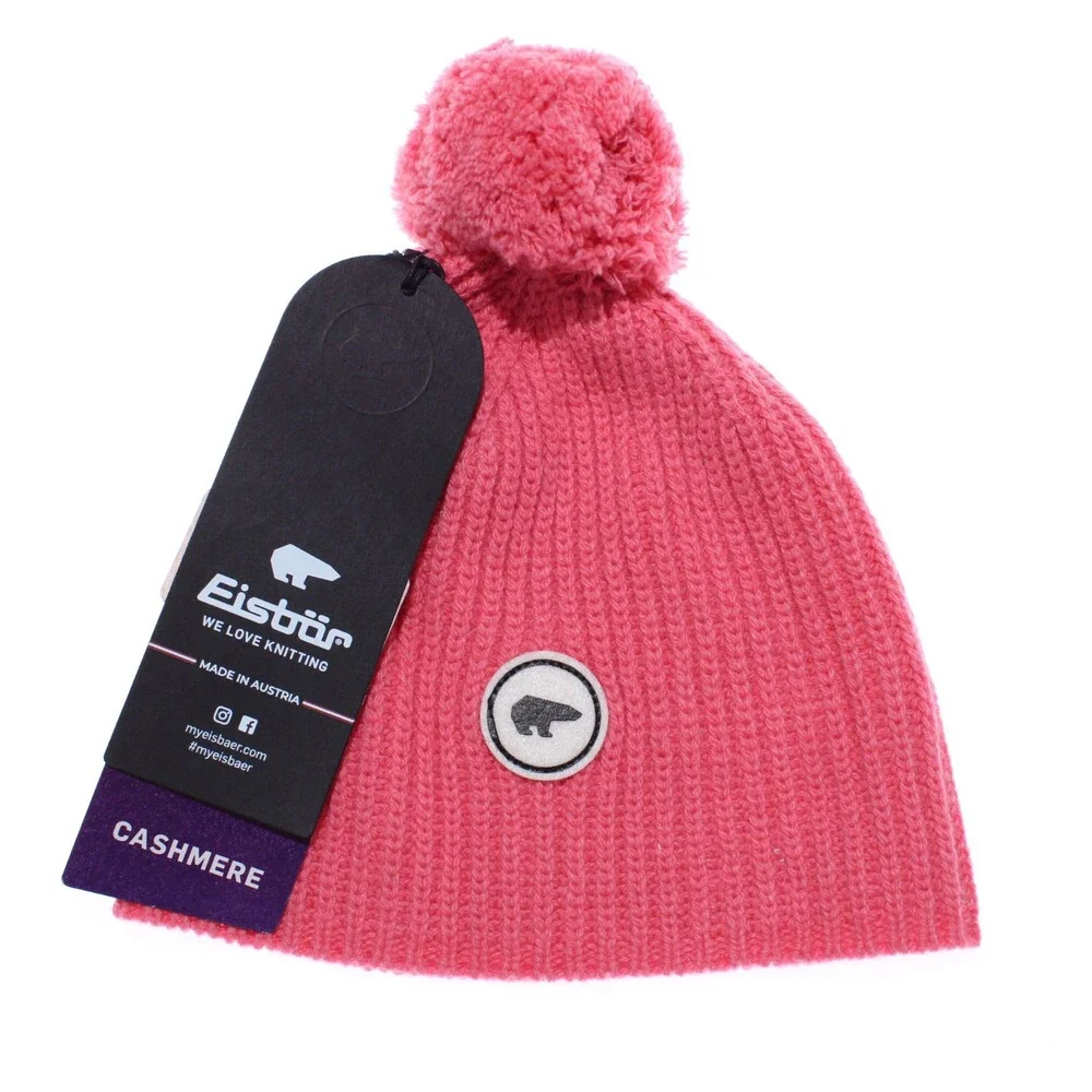 Eisbar NWT Mirna Pompom Knit Beanie Hat One Size in Pink Cashmere/Wool